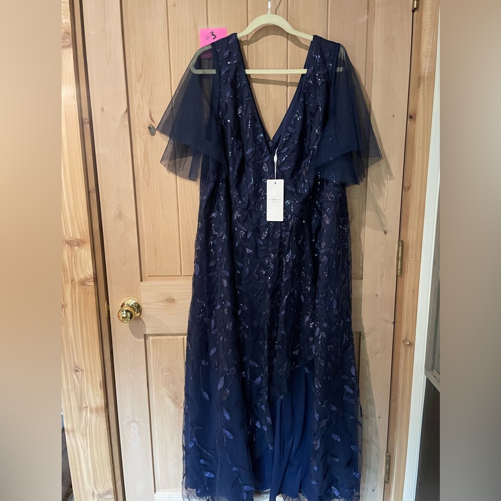 Ever Pretty 5X Navy High Low Dress with Sequins